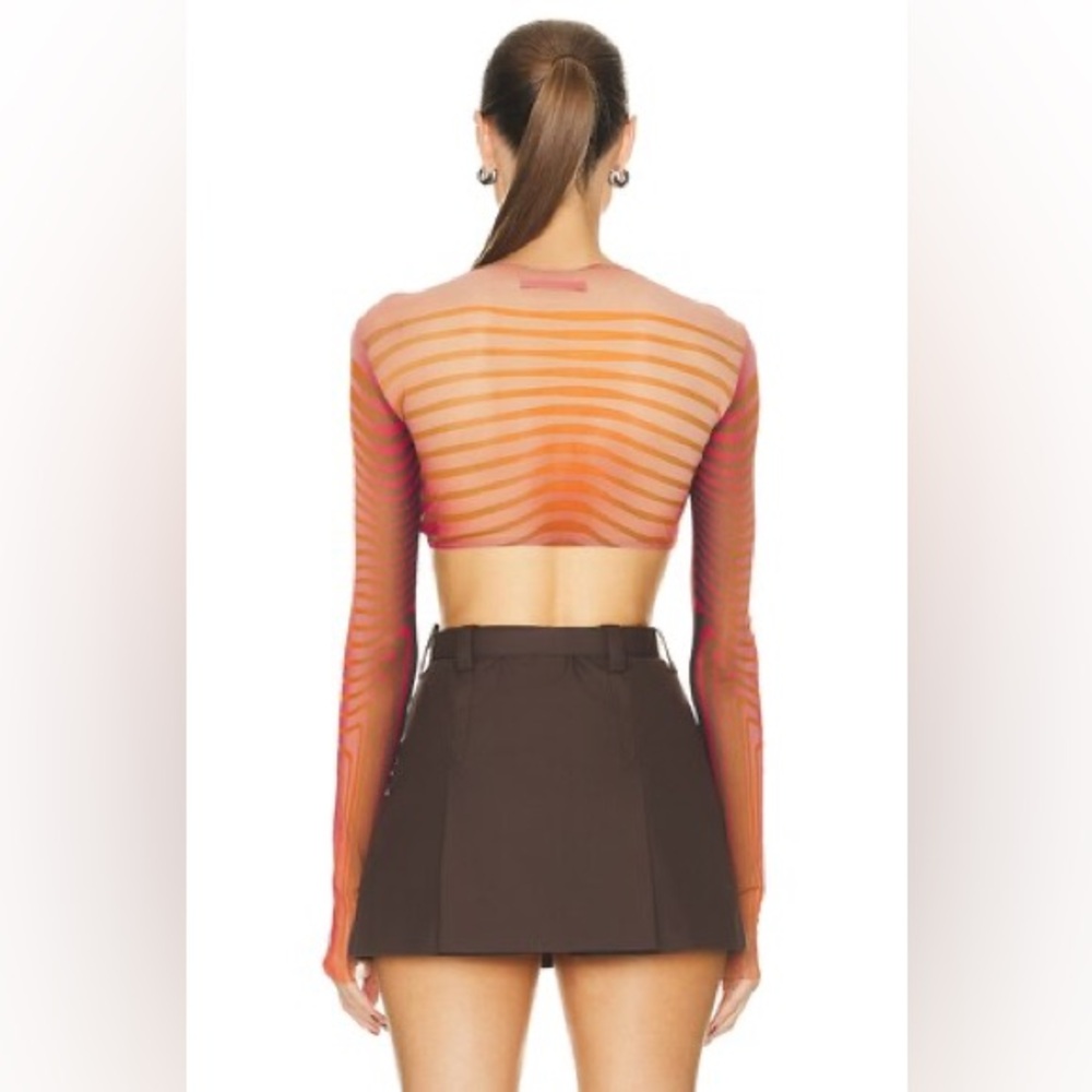 [jean paul gaultier] body morphing stripes crop mesh top - Picture 3 of 14